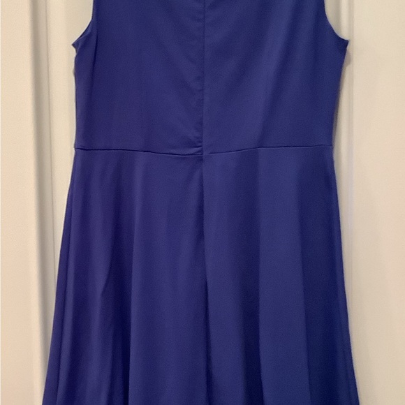 NEW Nicole Miller Blue Fit and Flare Dress Size Large Scalloped Neck Sleeveless - Picture 4 of 10
